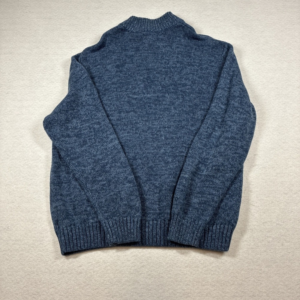 Chaps Sweater Blue Preppy Fisherman Elbow Patches Grandpa Academia Thick Mens XL - Picture 9 of 13